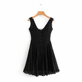 Summer cotton ruffles mini dress wome Sexy sleeveless beach dres Casual ladies dresses korean black vintage dress vestidos 2022